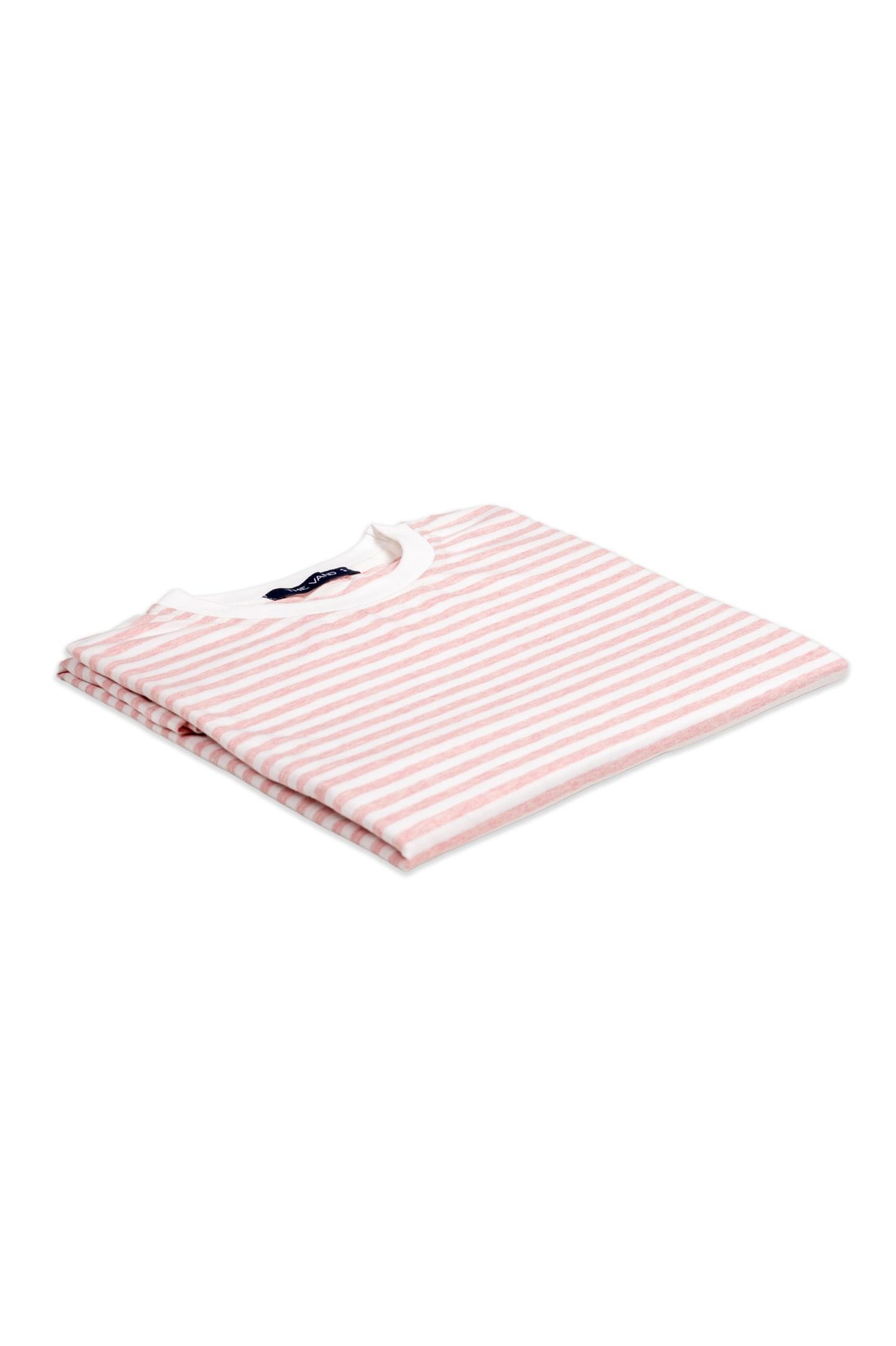 100% COTTON WHITE-PINK STRIPED TSHIRT