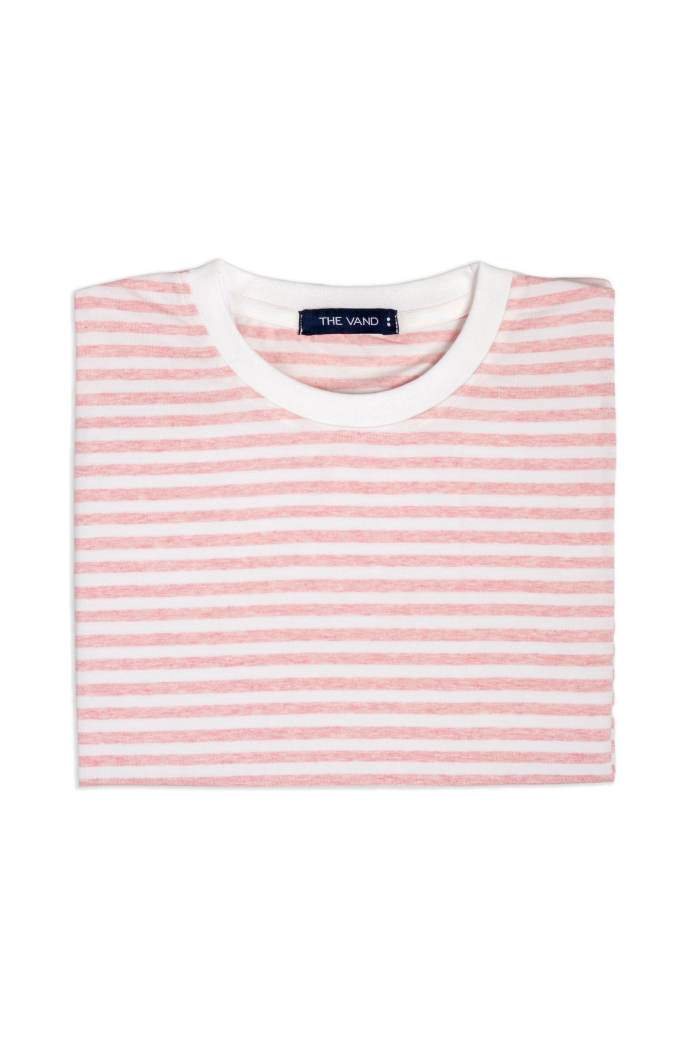 100% COTTON WHITE-PINK STRIPED TSHIRT