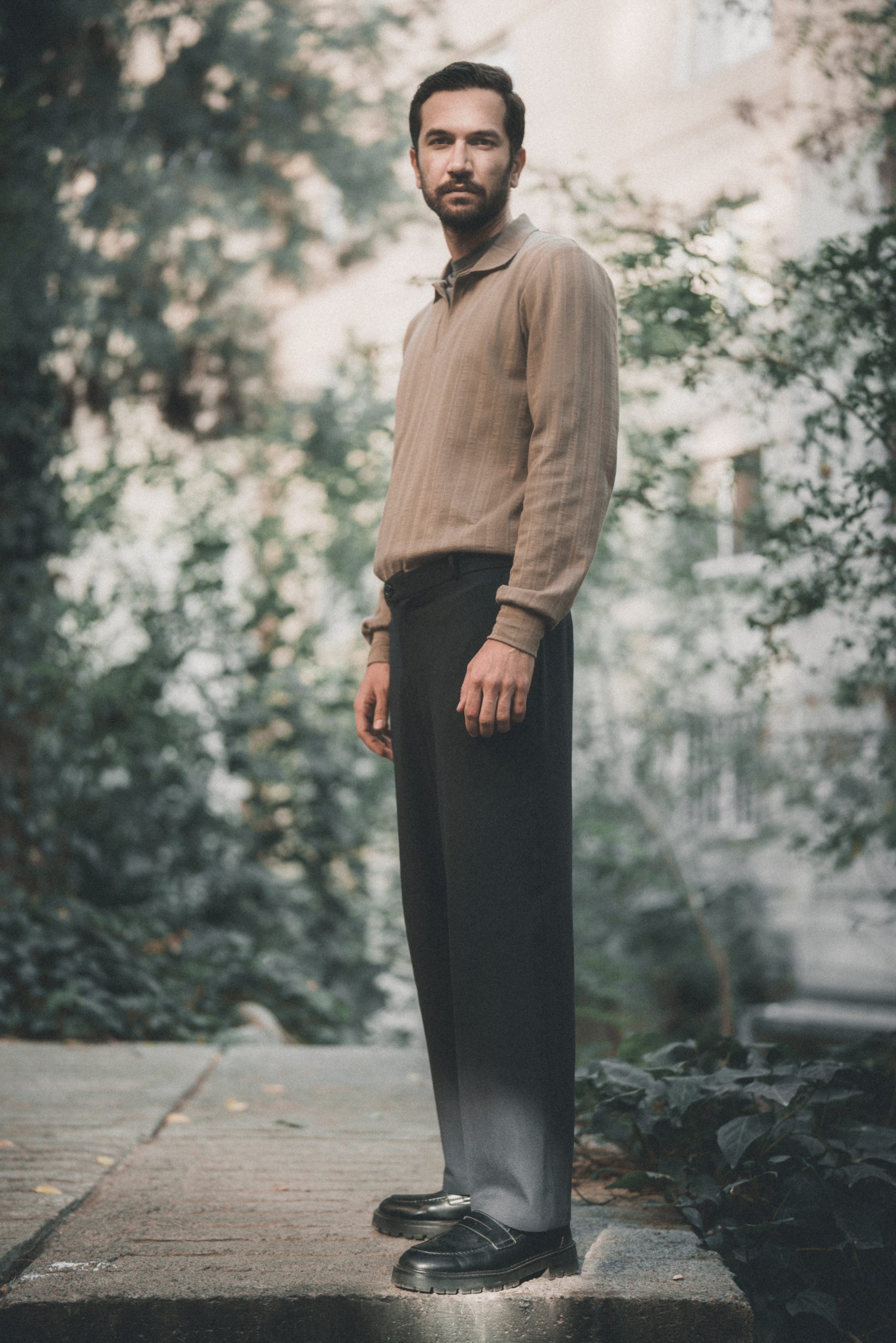 TWEED WOOL BLEND TROUSER | CHARCOAL