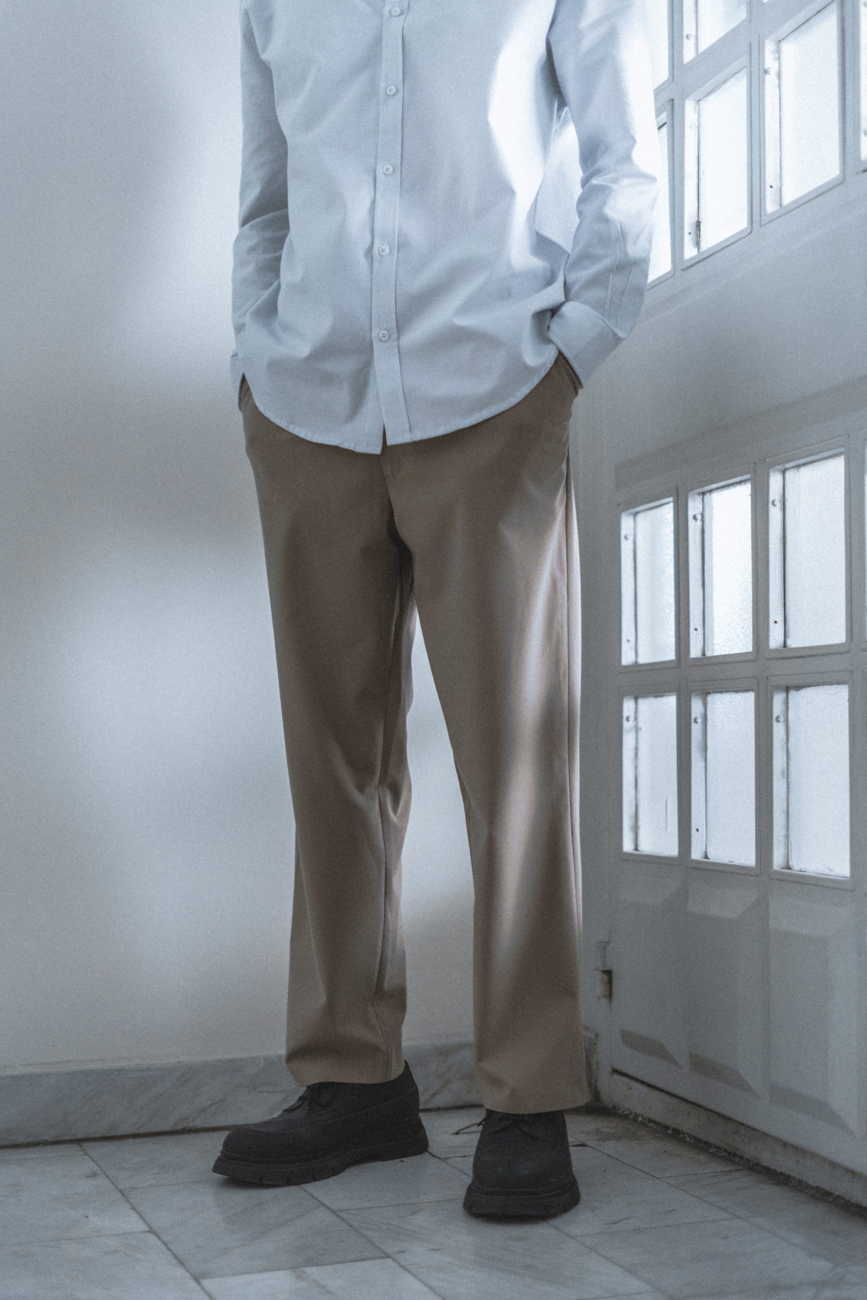 TWEED WOOL BLEND TROUSER | CREAM